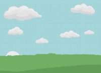 a grassy field with clouds in the sky